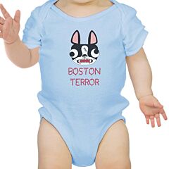 Boston Terror Terrier Baby Sky Blue Bodysuit