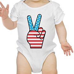 Peace Figure Sign American Flag Baby Bodysuit For Independence Day