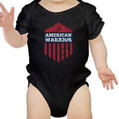 American Warrior Black Cute 4th Of July Black Baby Snap On Bodysuit