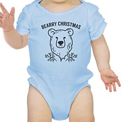 Bearry Christmas Bear Baby Sky Blue Bodysuit