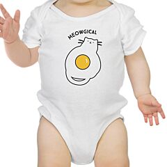 Meowgical Cat And Fried Egg Baby White Bodysuit