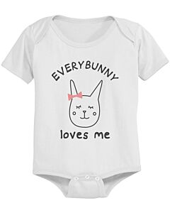 EveryBunny Loves Me Cute Graphic Design Printed White Baby Bodysuit