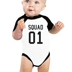 Squad01 Baby Black And White Baseball Shirt