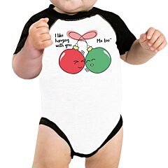 I Like Hanging With You Ornaments Baby Black And White Baseball Shirt