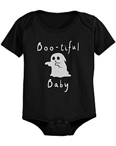 Boo-tiful Baby with Cute little Ghost Bodysuits Halloween Black Snap On Bodysuits