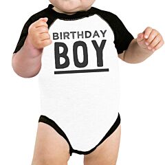 Birthday Boy Black And White Baby Baseball Shirt