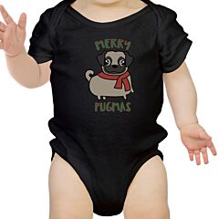 Merry Pugmas Pug Baby Black Bodysuit