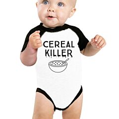 Cereal Killer Baby Black And White Baseball Shirt