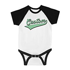 Green College Swoosh Lucky Fun Baby Personalized Baseball Shirt