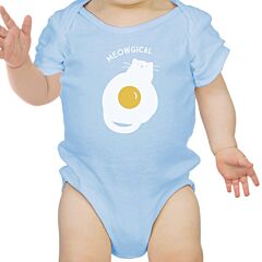 Meowgical Cat And Fried Egg Baby Sky Blue Bodysuit