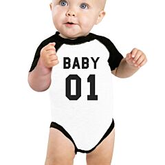 Daddy01 Mommy01 Kid01 Baby01 Pet01 Baby Black And White Baseball Shirt