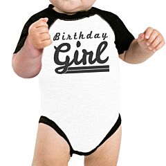 Birthday Girl Black And White Baby Baseball Shirt