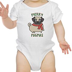 Merry Pugmas Pug Baby White Bodysuit