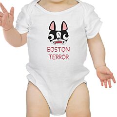 Boston Terror Terrier Baby White Bodysuit