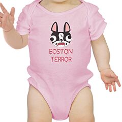 Boston Terror Terrier Baby Pink Bodysuit