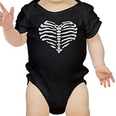 Skeleton Heart Baby Black Bodysuit