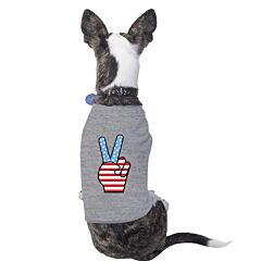 Peace Sign American Flag Grey Small Dog Shirt Cute Design Pet Shirt