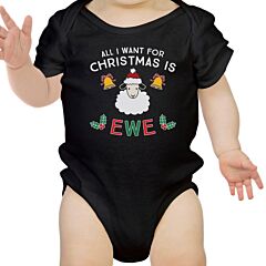 All I Want For Christmas Is Ewe Baby Black Bodysuit
