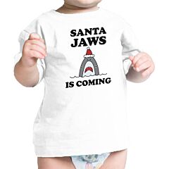 Santa Jaws Is Coming Baby White Shirt