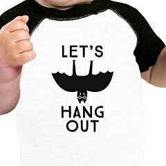 Let's Hang Out Bat Baby Black And White Baseball Shirt