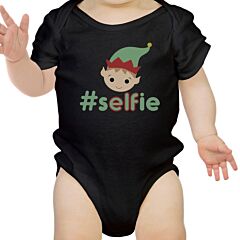Hashtag Selfie Elf Baby Black Bodysuit