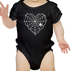 Heart Spider Web Baby Black Bodysuit