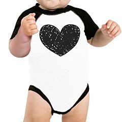 Love Heart Family-Baby Baby Black And White Baseball Shirt
