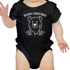 Bearry Christmas Bear Baby Black Bodysuit