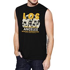 Los Angeles Beaches Summertime Mens Black Muscle Top
