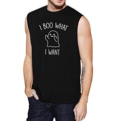 I Boo What I Want Ghost Mens Black Muscle Top