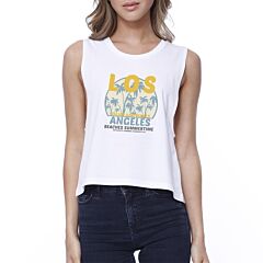 Los Angeles Beaches Summertime Womens White Crop Top