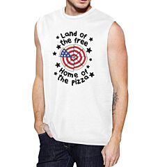 Home of The Pizza Funny 4th Of July Graphic Muscle Top 4th Of July