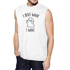 I Boo What I Want Ghost Mens White Muscle Top