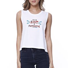 I Put The Riot In Patriotic Womens White Funny Graphic Crop Tee