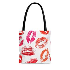 Canvas Tote Bags, Xoxo White And Red Lipstick Kisses Style Shoulder Bag - Small