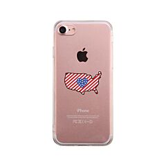 USA Map American Flag Clear Phone Case