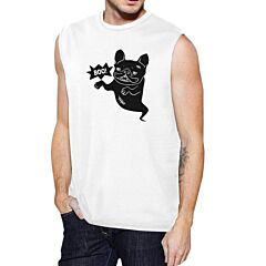 Boo French Bulldog Ghost Mens White Muscle Top
