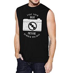 Take Your Best Picture Summer Holiday Mens Black Muscle Top