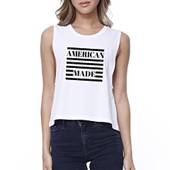 American Made Cute Design 4th of July Decorative Crop Top Cotton