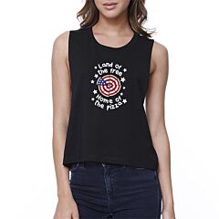 Land of The Free Home Funny Fourth Of July Crop Tee For Pizza Lover