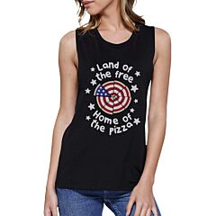 Land Of The Free Womens Funny Muscle Tee For Independence Day