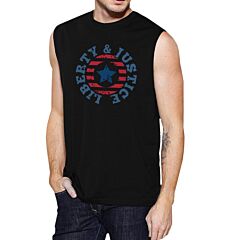 Liberty &amp; Justice Black Cotton Graphic Muscle Tanks Gifts For Men