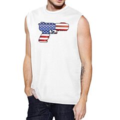 American Flag Pistol Mens Muscle Tee Unique Gift For Gun Supporters