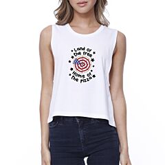Land of The Free Home Funny Design Pizza Lover Crop Top For Women