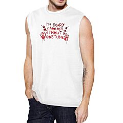 Scary Without A Costume Bloody Hands Mens White Muscle Top
