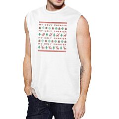 My Ugly Sweater Pattern Mens White Muscle Top