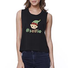 Hashtag Selfie Elf Womens Black Crop Top