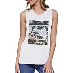 Palm Trees California Sunset Photography Womens Graphic Muscle Tee