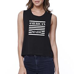 American Made Funny Graphic Crop Shirt For Women 4th of July Gifts