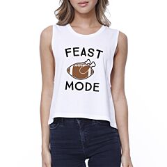 Feast Mode Womens White Crop Top